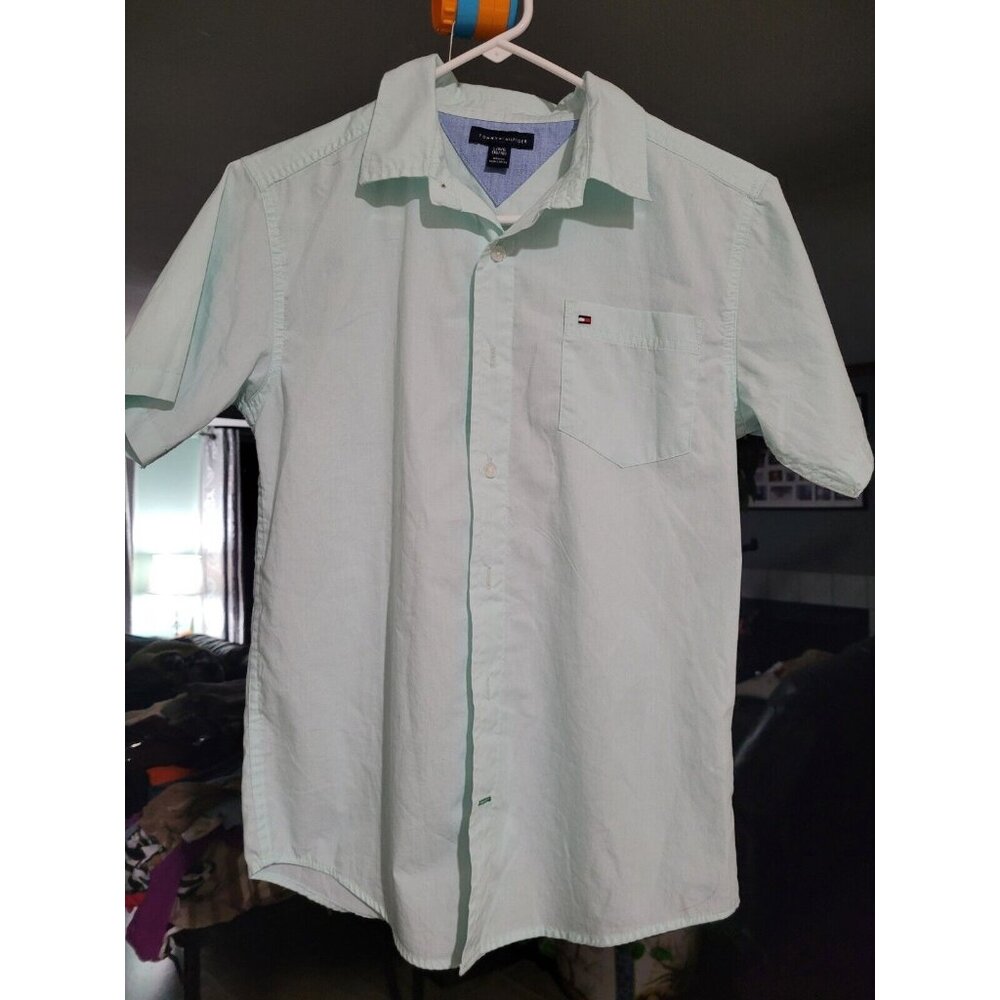 Tommy hilfiger L/G (16/18) Short Sleeve Collar Botton-up Mint Green Shirt